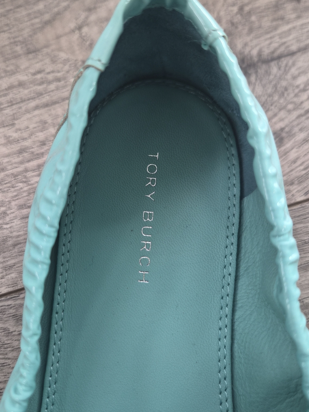 Tiffany Blue Patent Loafers with Silver Accent - Picture 3 of 7